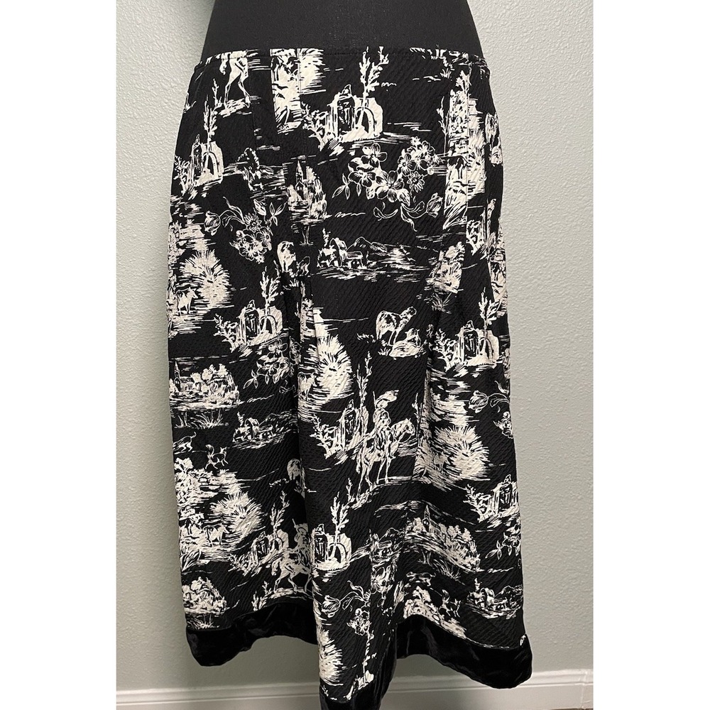 Harold's Skirt Womens 10‎ Black White Wool Silk Floral Print A Pleat Equestrian